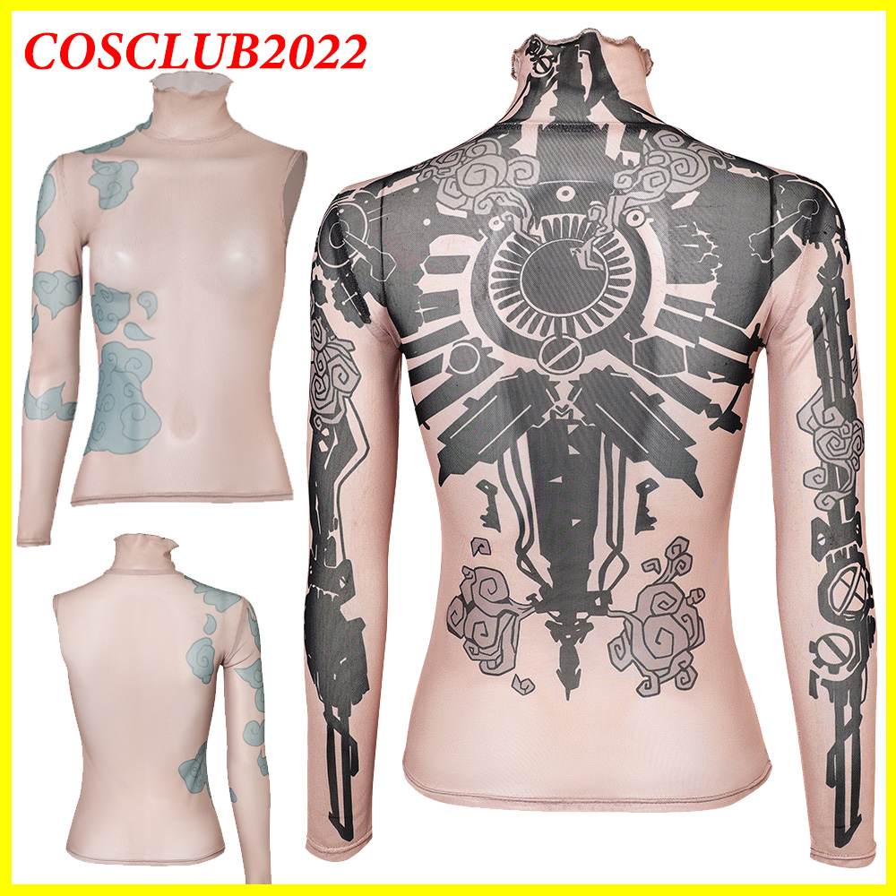 Summer Clothing Europe - Kadın Arcane Jinx Cosplay Gömlek Dövme