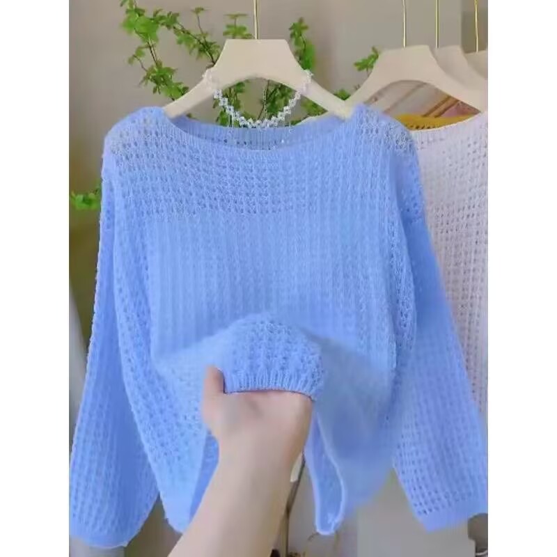 Summer Clothing Yarn - Bayanlar İçin Bol İnce Örme Uzun