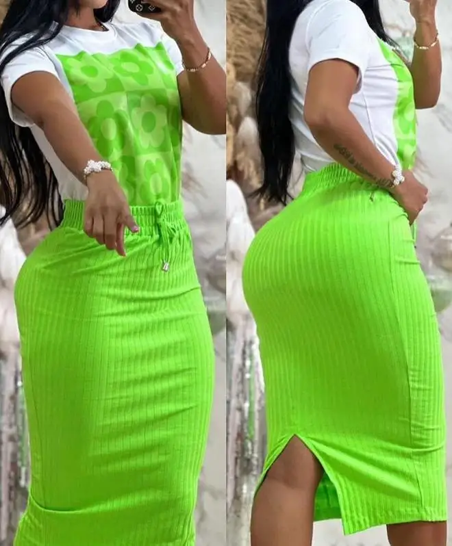 Summer Clothing Men 2025 - Kadın Çiçek Grafik Baskı Üst ve