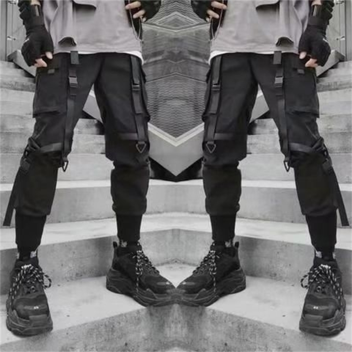 Summer Clothing Holiday - Harajuku Moda Techwear erkek Kargo Pantolon