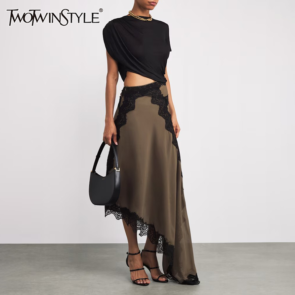 Summer Clothing Items - TWOTWINSTYLE Hit Renk Eklenmiş Dantel Düzensiz