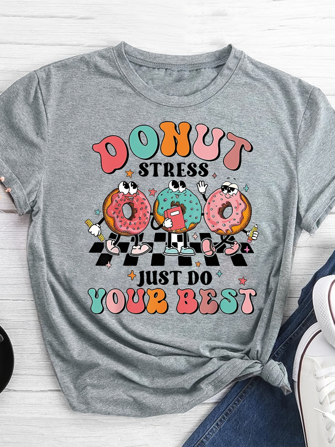 Summer Clothing Trends 2026 - Karikatür Donut Baskılı Tişört, Yaz ve