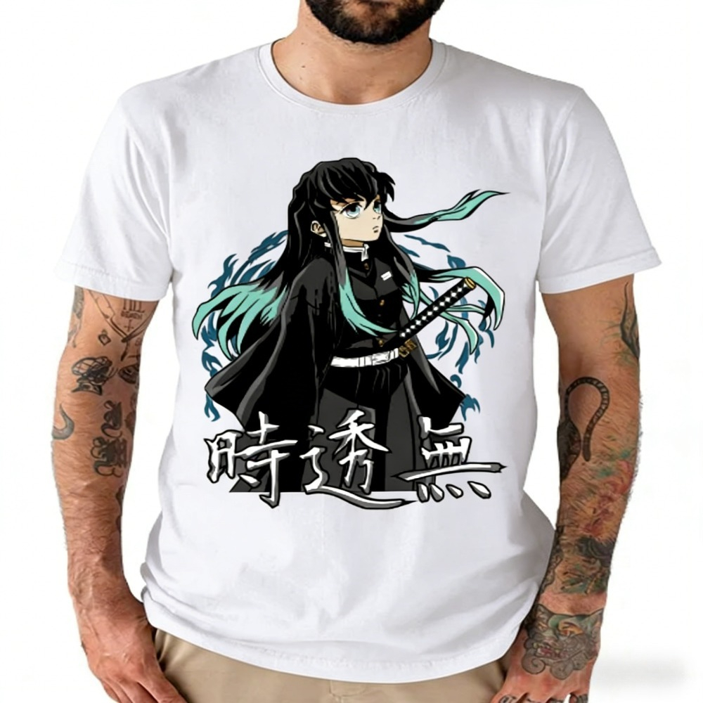 Summer 2026 Kids Clothing - Demon Slayer Muichiro Tokito Saf Pamuklu