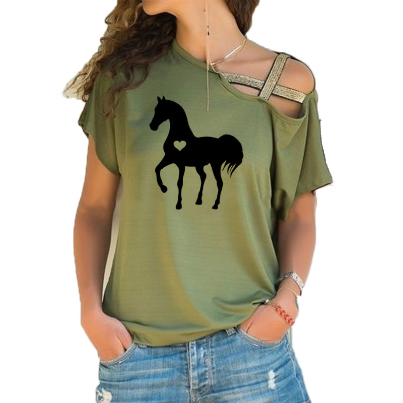 Summer Equestrian Clothing - Yaz yeni kalp at tshirt hediye