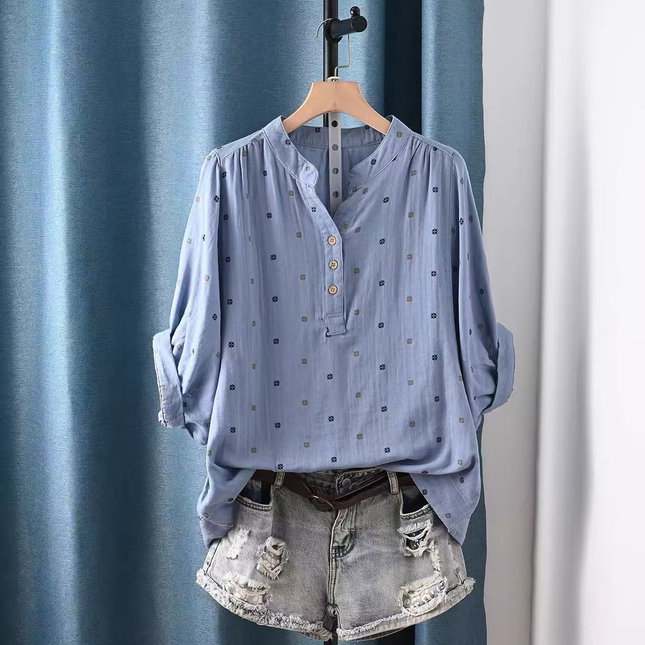 Summer Clothing Yarn - 2026 Kadın bluzu Japon pamuk ipliği