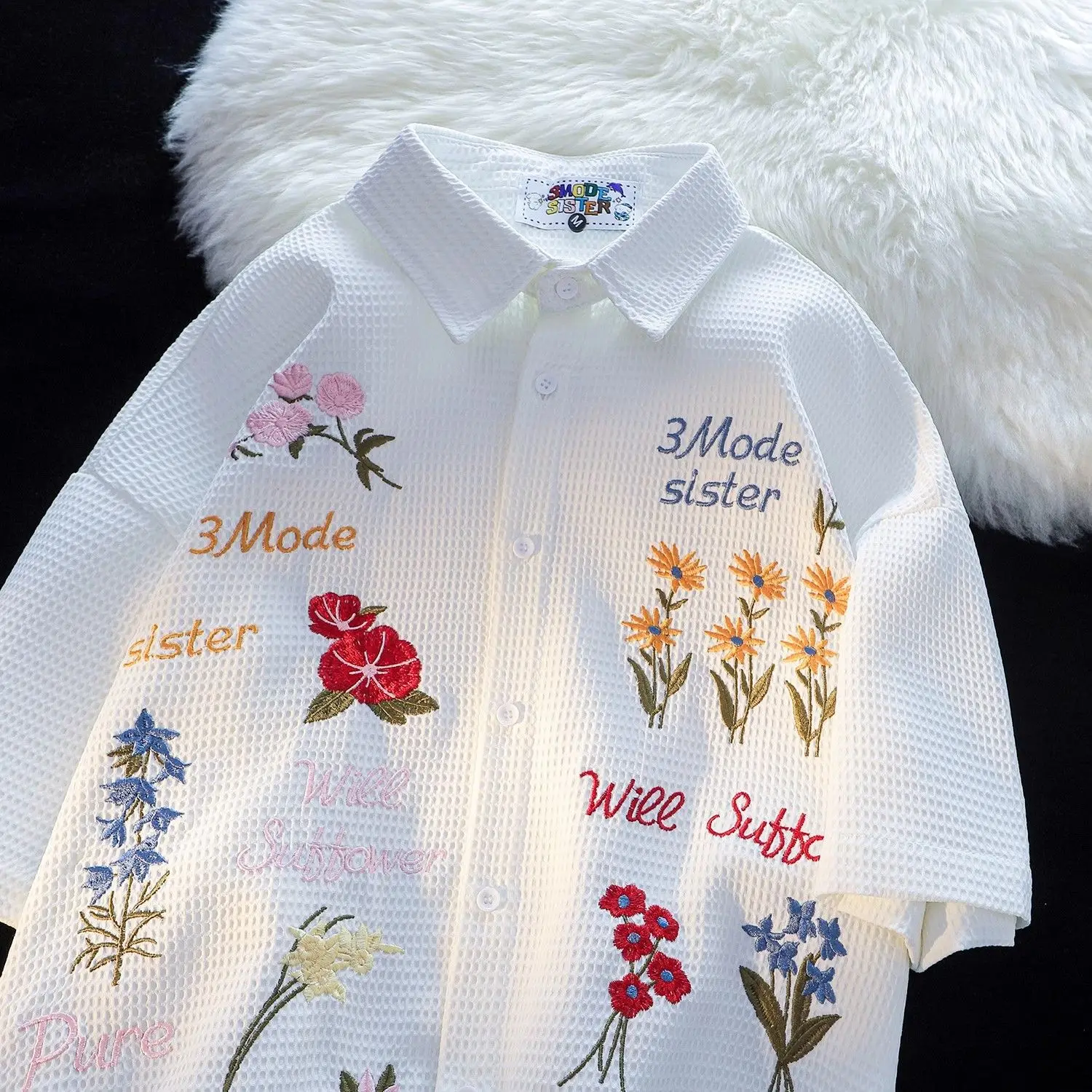 Waffle Çiçek Nakış Gömlek Kadı - Summer Clothing Holiday incelemesi ve fiyatı