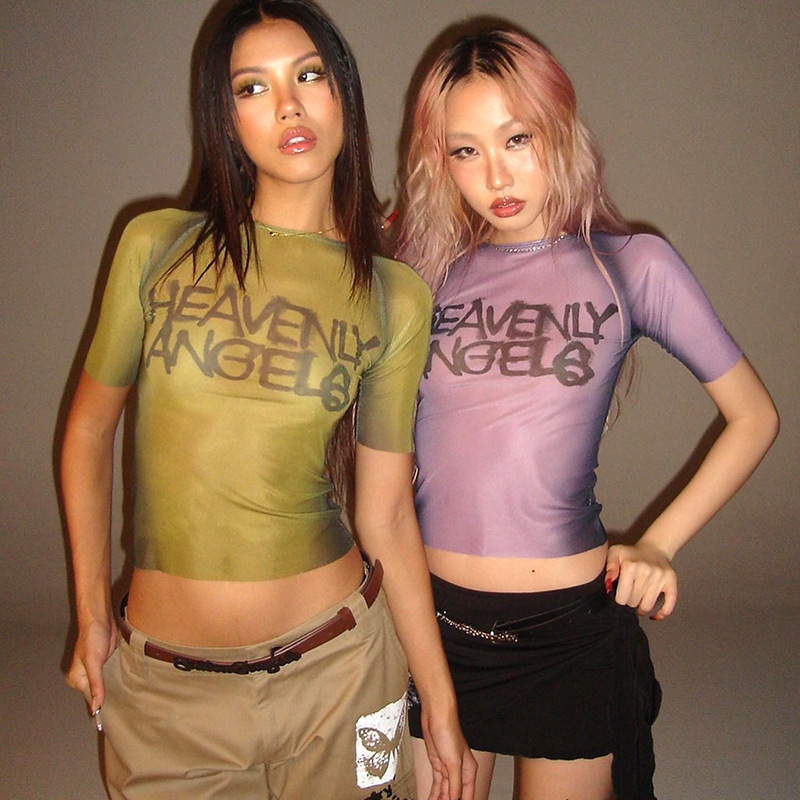 Y2K Mektup Baskı Üst See Throu - Summer De Clothing incelemesi ve fiyatı