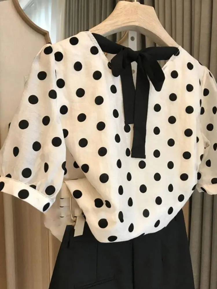 Puantiyeli Bluzlar Kadın Zarif - Summer Clothing Holiday incelemesi ve fiyatı