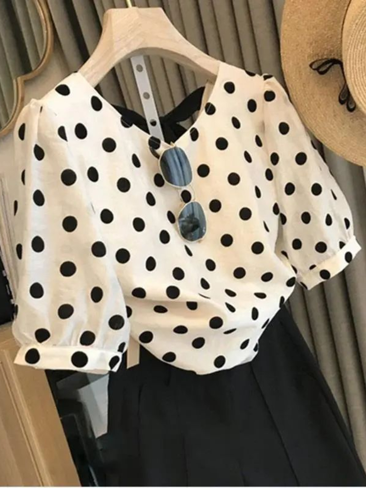 Puantiyeli Bluzlar Kadın Zarif - Summer Clothing Holiday incelemesi ve fiyatı
