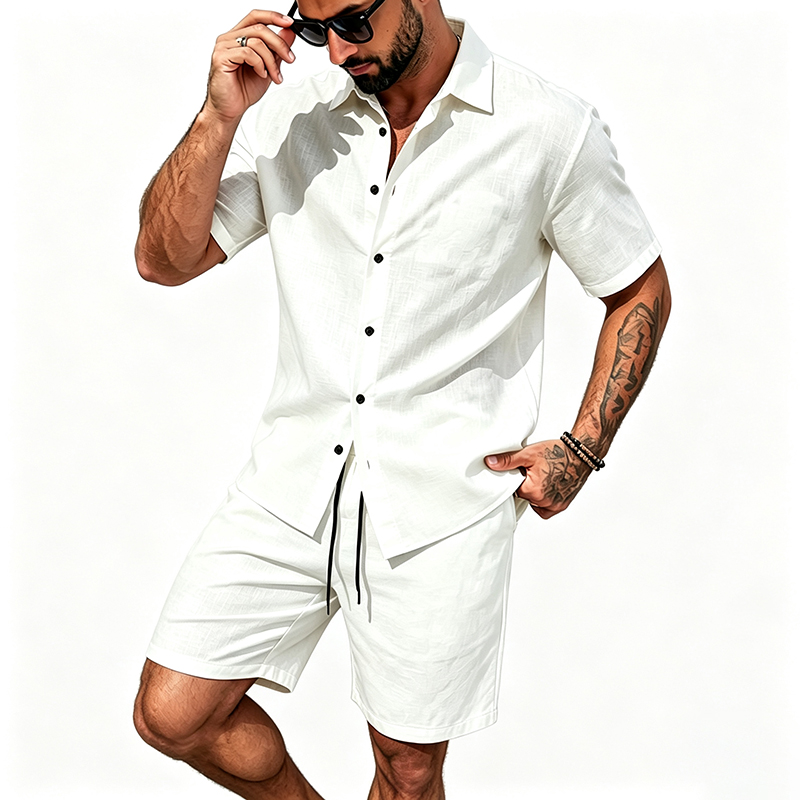 Erkekler Keten İki Parçalı Kıy - Summer Clothing Men incelemesi ve fiyatı