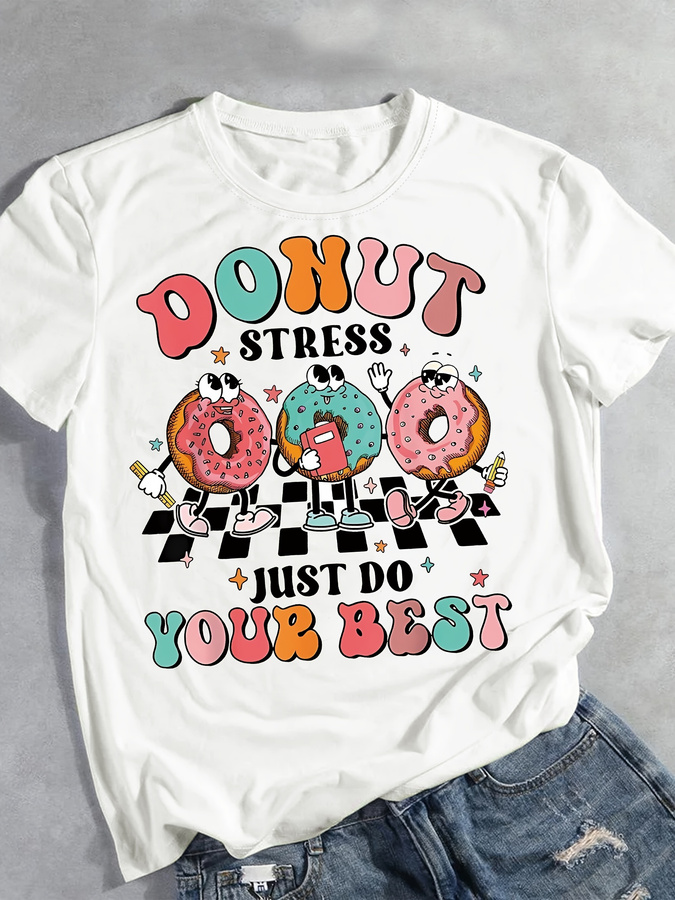 Karikatür Donut Baskılı Tişört - Summer Clothing Trends 2026 incelemesi ve fiyatı