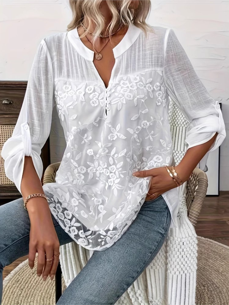 Moda Beyaz Dantel Gömlek Üst K - Summer Clothing Holiday incelemesi ve fiyatı