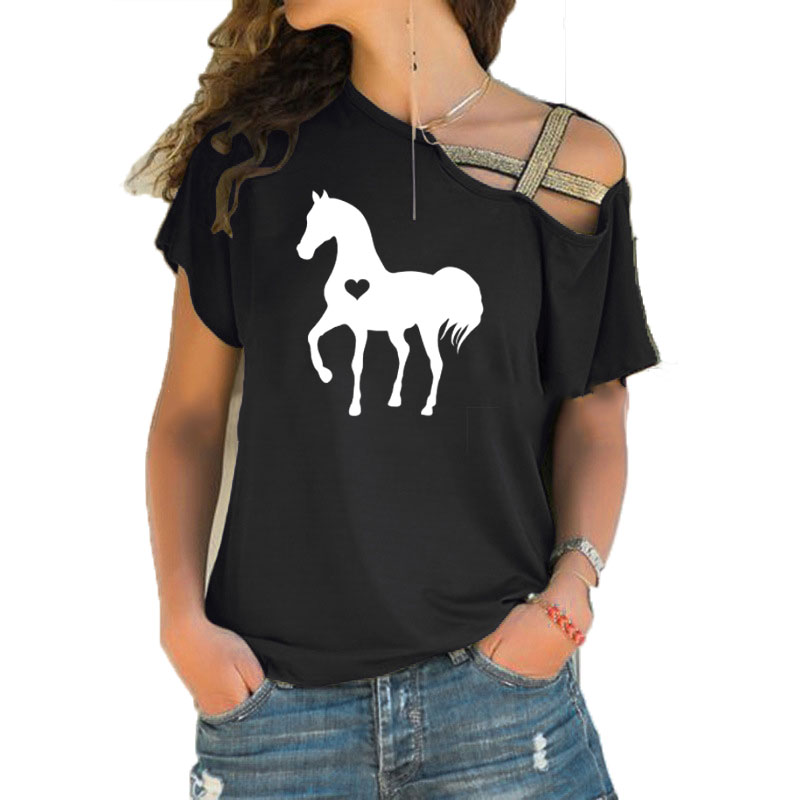 Yaz yeni kalp at tshirt hediye - Summer Equestrian Clothing incelemesi ve fiyatı